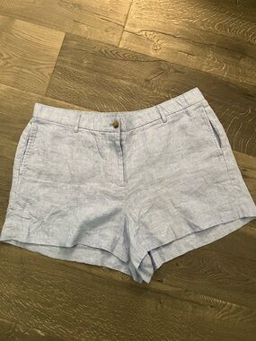 J.Crew 100% Linen Shorts XL Light Blue Pull-On Shorts Coastal Summer Sz XL EUC